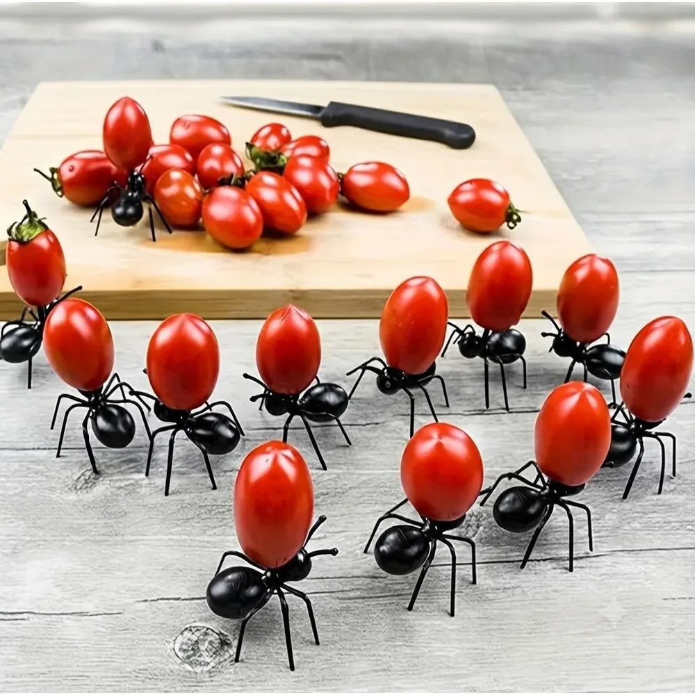 12 Reusable Ant Shaped Unbranded Black Toothpicks Fruit Forks Party Decor - NWOT